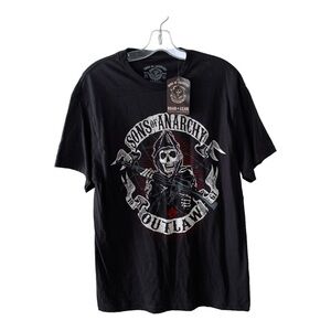 Sons of Anarchy Outlaw Reaper Graphic T Shirt Black Streetwear Bikercore Y2K